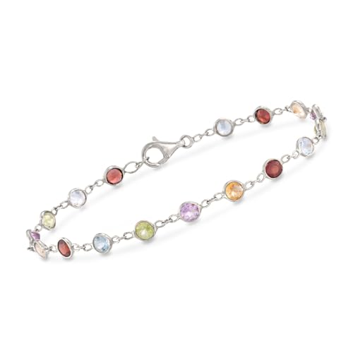 Ross-Simons 4.30 ct. t.w. Bezel-Set Multi-Gemstone Bracelet in Sterling Silver - Main Image