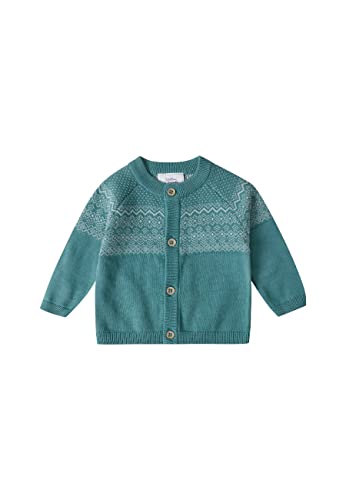 Stellou & friends 100% Cotton Knit Norwegian Jacquard Design Baby Toddler Boys Girls Long Sleeve Cardigan Sweater (Sage Teal, 9-12 Months)