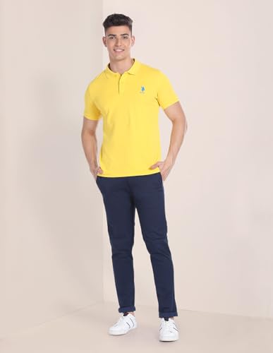 Image of U.S. Polo ASSN. Men's Cotton Slim Fit Solid Polo Shirt