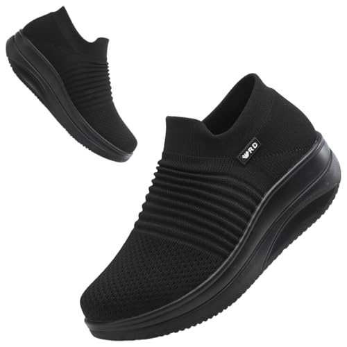 Image of Walking Shoes for Women Slip On Nurse Slip Resistant Work Sock Sneakers Food Service Platform Comfortable Weight Light