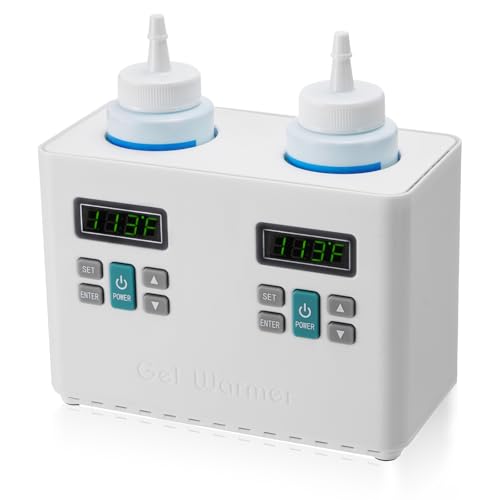 PER4MANCE Electric Double-Bottle Gel Warmer Adjustable Temperature (93-113) & Bottom Groove Design Overtemperature Alarm to Enhance Users Comfort
