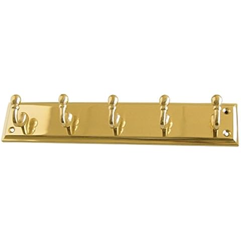 Percha de pared con 5 ganchos en latón brillo Cover