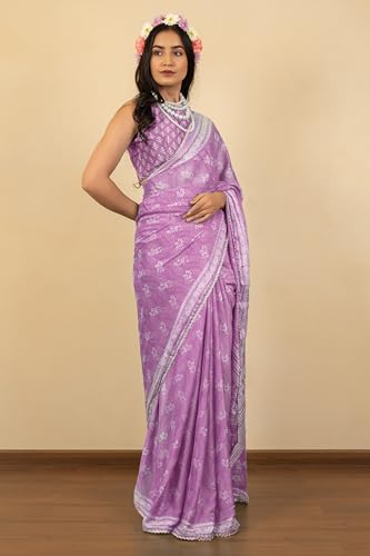 Image of MIRCHI FASHION Women Saree Leheriya Print Chiffon | Lightweight Traditional Sari for Farewell and Wedding Ceremonies with Unstitched Blouse Piece