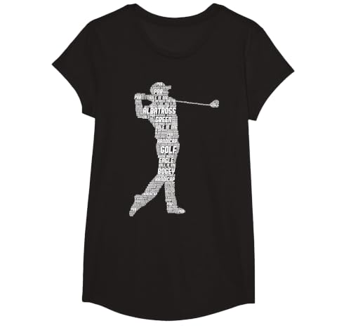 Golf Golfer Golf Player Men Children Boys T-Shirt, Girls, Black, Small