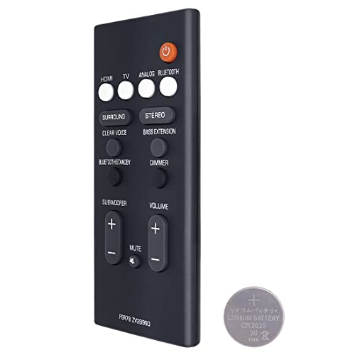 Soundbar Remote Control Replacement Fsr78 Zv28960 For Yamaha Soundbar Ats-1060 Ats-1070 Yas-106 Yas-207 Yas-107 Yas-108 Yas-207Bl Yas-Cu207 Home Audio Speaker Bluetooth Soundbar (With Cr2025 Battery) #TOP5