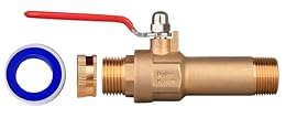 House Mods HMP012 Full Port Water Heater Straight Drain Valve(LF Compliant Brass, 3/4" MNPT, 2.5" Shank, W/Garden Hose Cap and Thread Tape)