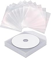 FLLAGG20 100X Kunststoff CD Hüllen | Transparent, PVC, mit Verschlussklappe | Für CDs, DVDs, Blu-Rays | Staub & Schmutzschutz, platzsparende und transparente Aufbewahrung Umschläge Cd Sleeves