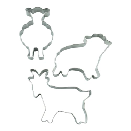 BekkiB Set di 3 formine per biscotti "Pasqua" – Tagliapasta per Pasqua – Le formine per pecora e capre in acciaio inox sono lavabili in lavastoviglie – 7146