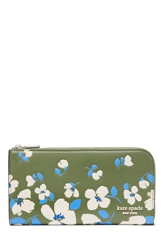 Image of kate spade new york Devin Painterly Bouquet Embossed Smooth Leather Zip Around Continental Wallet