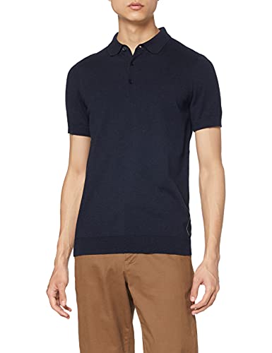 Marchio Amazon - MERAKI - Short-sleeve Knit Polo, Felpa Uomo, Blu (Navy), L, Label: L