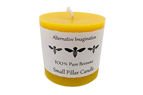 Alternative Imagination 100% Pure Beeswax Pillar Candle (Small, 3X3 Inch), 40 Hour, Hand-Poured, Made In Usa #TOP4
