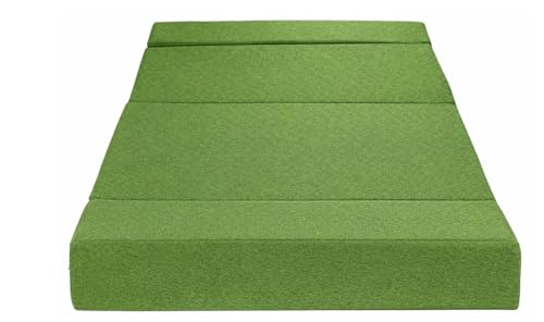 Image of Foldable One Seater Sofa Cum Bed, Sofa Bed 3 X 6 Feet, Velvet Fabric- Washable Cover- Including 1 Cushion Perfect for Home & Office for Guest (Green)