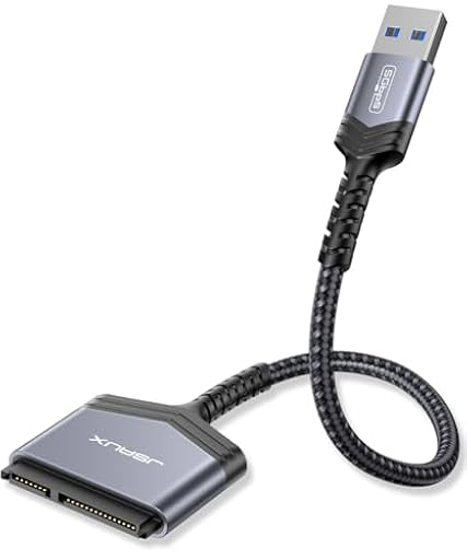 JSAUX Adaptador SATA a USB 3.0, Cable USB a SATA III para 2,5" Disco Duro SDD HDD Nylon [Soporta UASP Trim Smart] Compatible con Windows, MacOS, ChromeOS, Linux –Gris | Ya disponible en tu tienda friki favorita! En mundofriki.es!