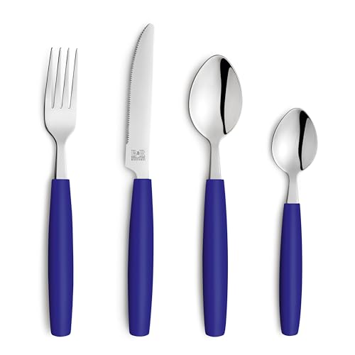 Beckmann & Rommerskirchen VALOA Besteck Set 4 Personen - 16-teilig - Royalblau - Spülmaschinenfest - Hochglanzpoliert - Essbesteck: 4x Messer, Gabel,...