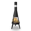 Clarfey Chiminea Outdoor Fireplace, Metal Wood Burning Fire Pit with Log Grate, Mesh Screen, Modern Fireplace for Patio, Backyard, Garden, Black