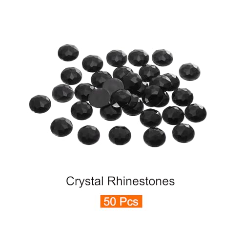Image of MECCANIXITY Flat Back Round Acrylic Rhinestones,20mm Black Flatback Crystal Rhinestones for Crafts Clothes Shoes DIY Decoration Gifts 50Pcs