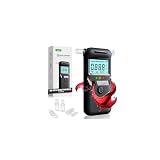 Qhpbuy Etilometro Portatile Certificato, Alcol Test Portatile Digitale con Display LCD & Allarme 3 Colori, Una Volta Alcol Test con 20 Bocchette, Etilometro Professionale per Uso Domestico e Feste
