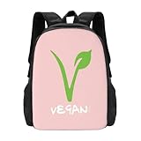 ASDCTYTKO Logotipo vegano Patrón de moda Portátil de viaje Mochila escolar Vegano Govegano Regalo para el festival