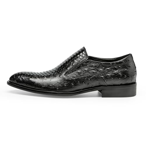 Loafers for Men - Genuine Leather Crocodile-Embossed Slip-On Loafers | Elastic Gore Dress Shoes with Luxe Reptile Pattern3