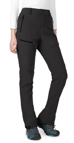 Wespornow Damen Wanderhose Wasserdicht Thermohose Gefüttert Outdoorhose Softshellhose Skihose Warm Ski Pants Women Schneehose Kletterhose Jagdhose Trekkinghose Winter Regenhose(Schwarzgrau,L)
