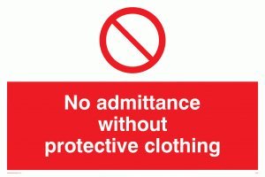 Viking Signs PA46-A1L-AC "No Admittance Without Protective Clothing" Sign, Aluminium Composite, 600 mm H x 800 mm W