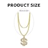 Dollar Kette Gold,Goldkette Fasching Hip Hop Rapper Kostüm 80er 90er Fette Herren Dollarkettingset Fake Goldene Dollar Sign Chain Dollarzeichen,für KarnevalKinder Hiphop Disco Outfit Accessoires #1