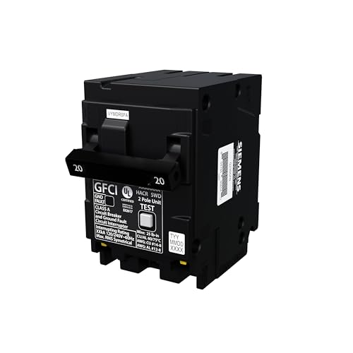 SIEMENS Q220GFN Ground Fault Circuit Interrupter, 20 Amp, 2-Pole Plug-On Neutral GFCI Circuit Breaker