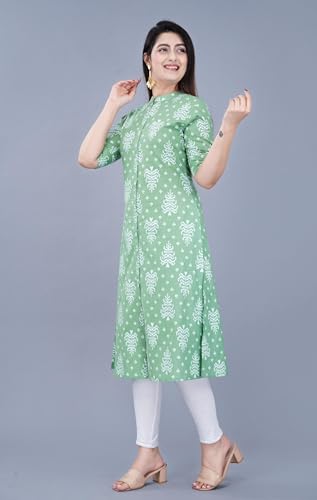 Image of Women Printed Collar Neck Half Sleeve Regular Fit Formal Kurti for Women's