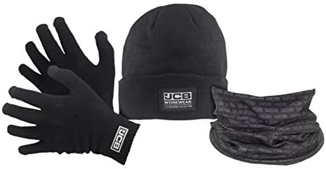 JCB Winter Set - Touch Screen Gloves, Beanie Hat & Snood Workwear - D+ZH