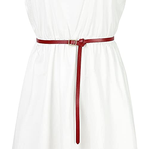 Allegra K Womens Adjustable Skinny Leather Belt Fashion Narrow Belts Minimalism Waist Strap4