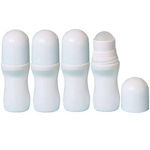 4 Stück 30 ml leere nachfüllbare Deoflaschen zum Aufrollen von Deoflaschen auslaufsichere Kunststoff-Massagerollerflaschen mit Rollerball für selbstgemachtes natürliches Deodorant (weiß), Weiß Cover