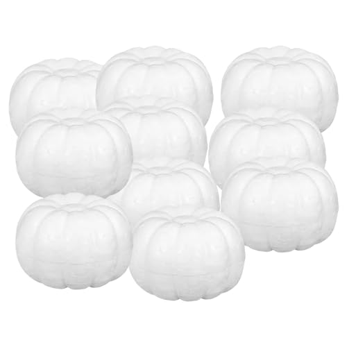 Aosekaa 10Pcs White Foam Pumpkins for Crafts 7CM Polystyrene Artificial Pumpkins for Halloween Fall Decor DIY Painting and School Projects