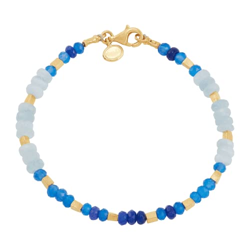 Silpada 'Azure Treasure' Aquamarine, Agate And Jade Bead Bracelet In 14K Yellow Gold-Plated Sterling Silver, 7.5" #TOP1