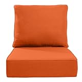 ACTREST Luxury 24x24x6 Inch Outdoor Cushions - Water&UV&Fade Resistant 1 Set Zippered Patio Chair Back&Seat Cushion for Wicker Dining Rocking Swivel Chairs Loveseat Couch Sectional Sofa - Orange