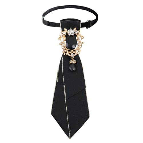 Gsyziux Neck Ties for Women Girls, Rhinestone Crystal Womens Tie Adjustable Pre-tied Bowtie for Party Prom Banquet School (Black)