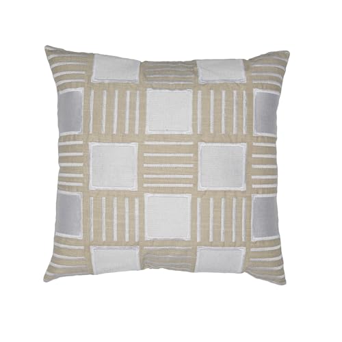 Image of Wakefit Designer Cushion Cover | 16x16 inch | Heavy Embroidery | Cotton & Linen Fabric on Both Sides | Pack of 1 | Grace & Grid | Beige