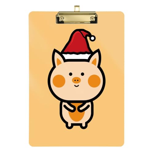 MiaoLD クリックボード クリックファイル A4サイズ対応 クリスマス 豚 イエロー おもしろ 用箋挟み クリップホルダー おしゃれ 書類整理 多機能 オフィス筆記用 会議用パッド ファイルボード 文房具 軽量 持ち運び便利