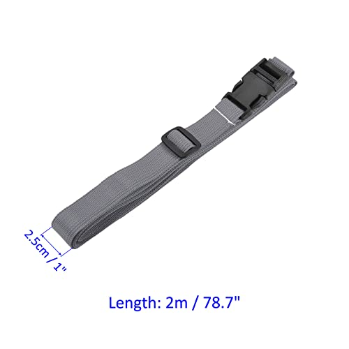 Image of M METERXITY 1 Pack Luggage Straps- Travel Baggage Accessories Adjustable Suitcase Belt with Quick Release Buckle, Apply to Travel (2 Meters, Gray)