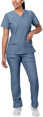 Adar Pro Breakthrough Plus Scrub Set for Women - Enhanced V-Neck Top & Multi Pocket Pants