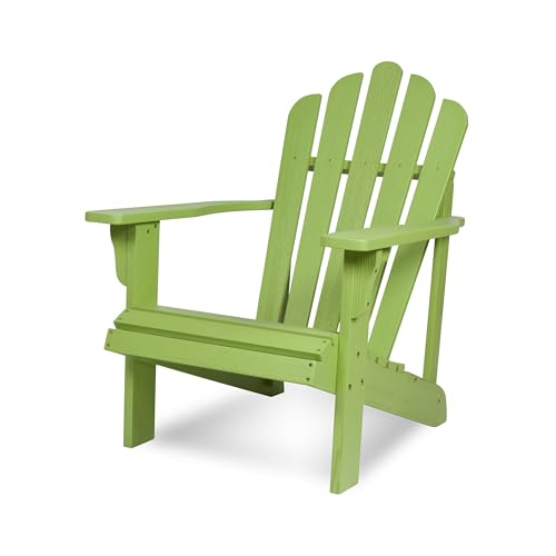 Shine Company Westport Wooden Adirondack Chair, Outdoor Patio Firepit Chairs, Back & Seat Pre-Assembled, Lime Green