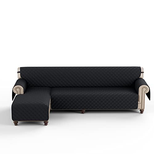 Topchances Sofa Slipcover L Shape 3Pcs Reversible Sofa Cover Sectional Couch Cover 3 Seater Chaise Slip Cover With Elastic Straps For Kids Dogs Cats Pet Furniture Protector Cover #TOP5