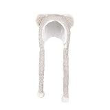 ITODA Freizeitmütze Plüsch Wintermütze Bärenohren Winterhut Mädchen Damen Wollmütze mit Ohrenklappe Trappermütze Kuschelig Flauschig Damenmütze Winddicht Fliegermütze Winter Kunstfellmütze Outdoor