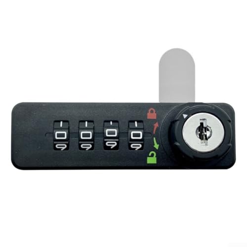 Cerradura de combinación de 4 dígitos para archivador y cajones, pestillo giratorio seguro con llave, mecanismo de seguridad de muebles de plástico en color negro para soluciones de almacenamiento de