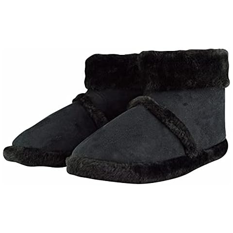 Slipper Snob - Mens Booties Slippers | Memory Foam | Fleece Inner | Indoor House Slipper Boots | Ankle Boots with Fluffy Collar (11 UK, Black, numeric_11) Cover
