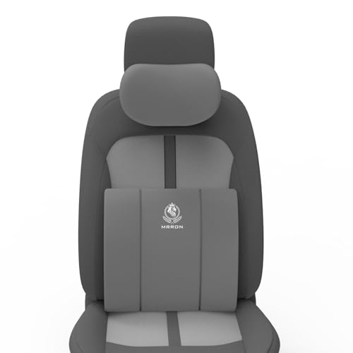 Image of MRRON Series Memory Foam Neck Rest & Lumbar Support for Car or Office Chair, Neck Pillow Kit Designed Ergonomically for Extra Support (Grey, Lumbar)