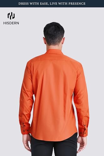 Image of HISDERN Mens Business Dress Shirts Long Sleeve Casual Button Down Shirt Formal Inner Collar Contrast Shirt for Men Wedding