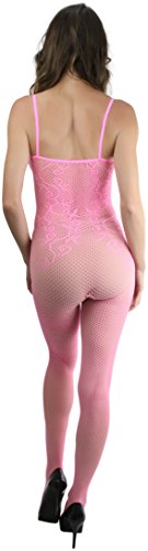 Image of ToBeInStyle Women's Bodystocking Crotchless Peek-A-Boo Fishnet Lace Bodysuit