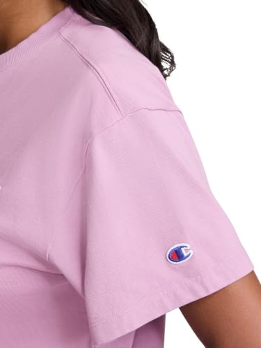 Image of Champion Women's Classic Short Sleeve Graphic T-Shirt, Loose Fit, Script Logo
