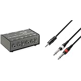 Stagg SDI-ST 2-Kanal DI Box mit Mono/Stereo Schalter & Adam Hall Cables K3YWPP0300 Audiokabel 3,5mm Klinke stereo auf 2 x 6,3mm Klinke mono 3m