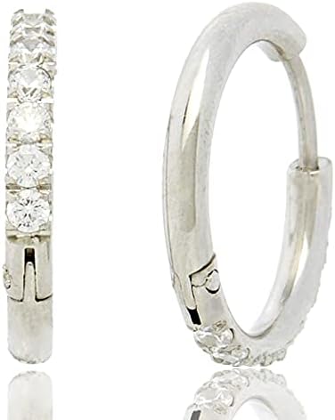 Amazon Brand HIKARO Small Huggie Hoop Earrings with Cubic Zircon Ear Cuff Tiny Hoop Earrings for Women Girl Gifts